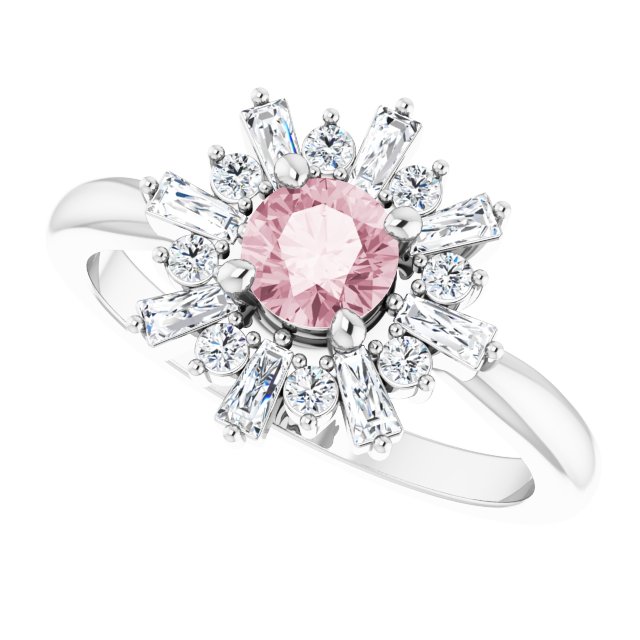 14K White Natural Pink Morganite & 3/8 CTW Natural Diamond Ring